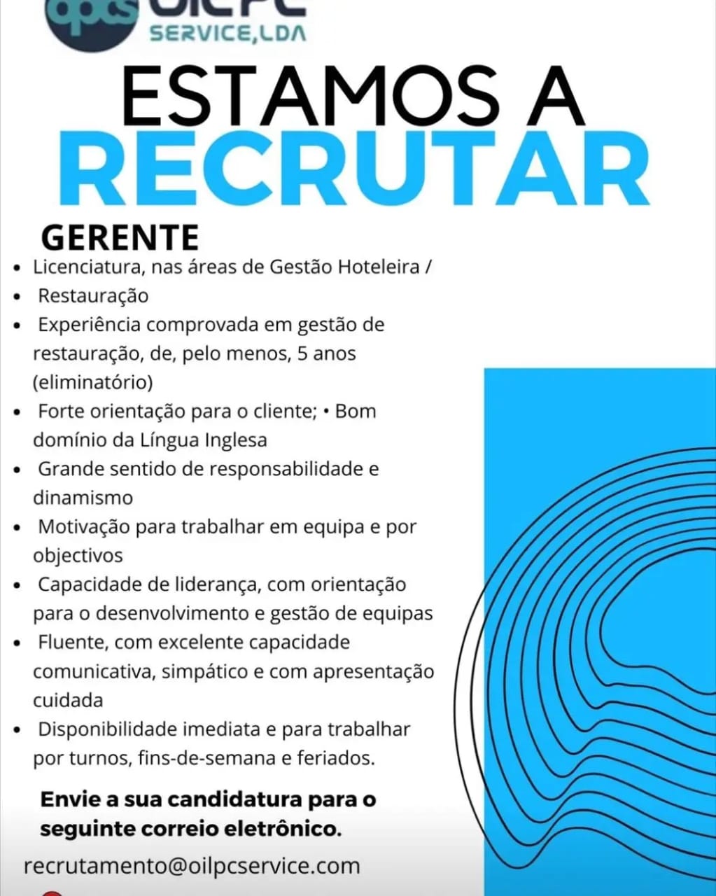 VAGA PARA O CARGO DE GERENTE 