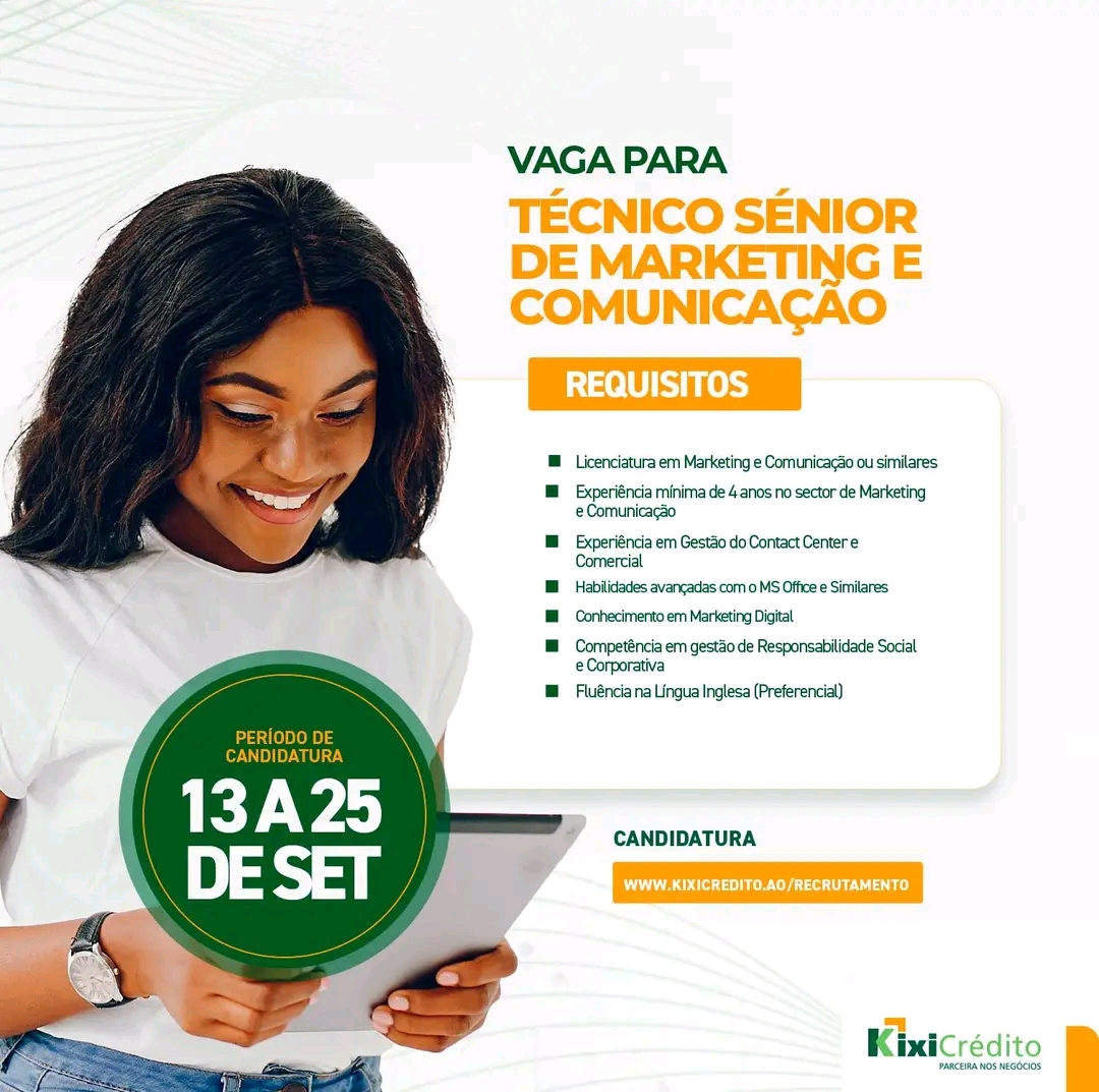 VAGA PARA TÉCNICO(A) SÉNIOR DE MARKETING E COMUNICAÇÃO