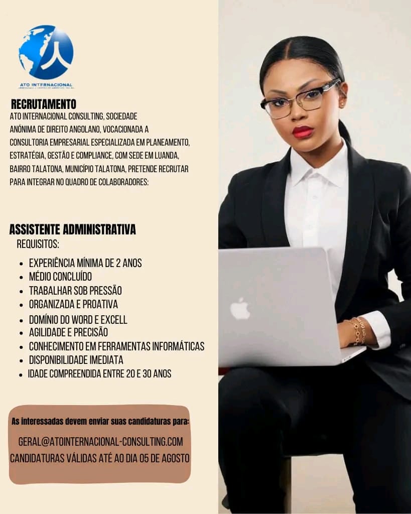 VAGA PARA ASSISTENTE ADMINISTRATIVA 