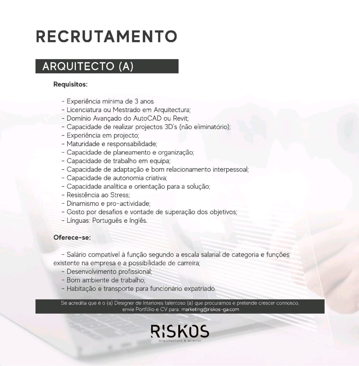 Vaga para Arquitecto(a)