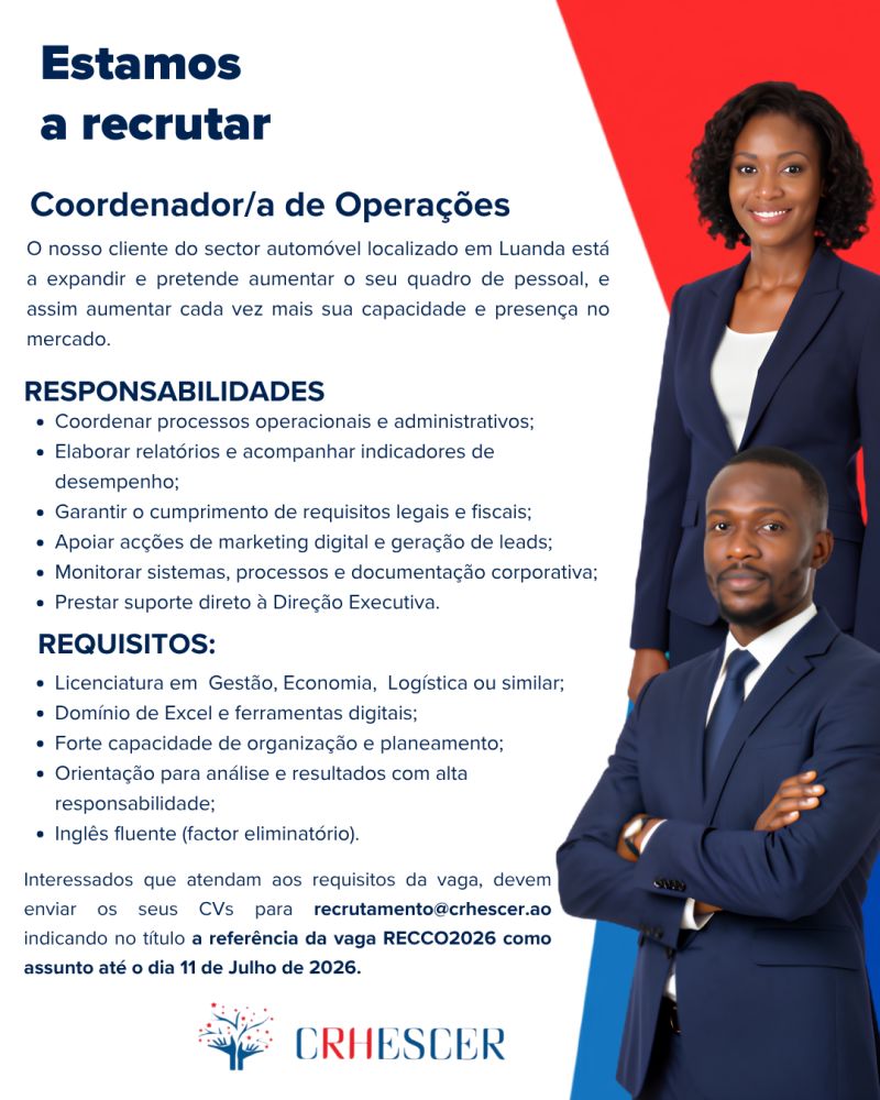 Vaga para Coordenador(a) de Operações