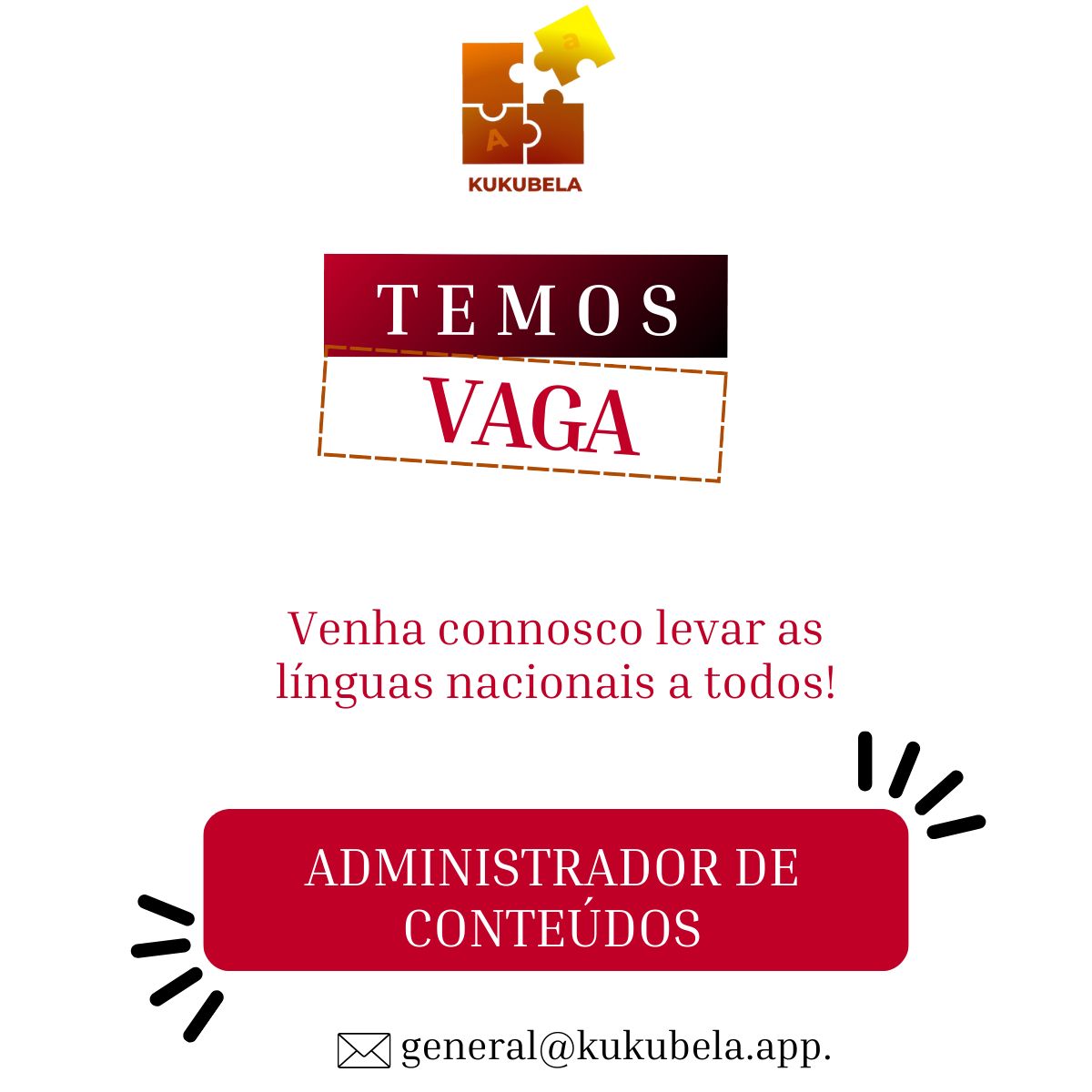 Vaga para Administrador de Conteúdos