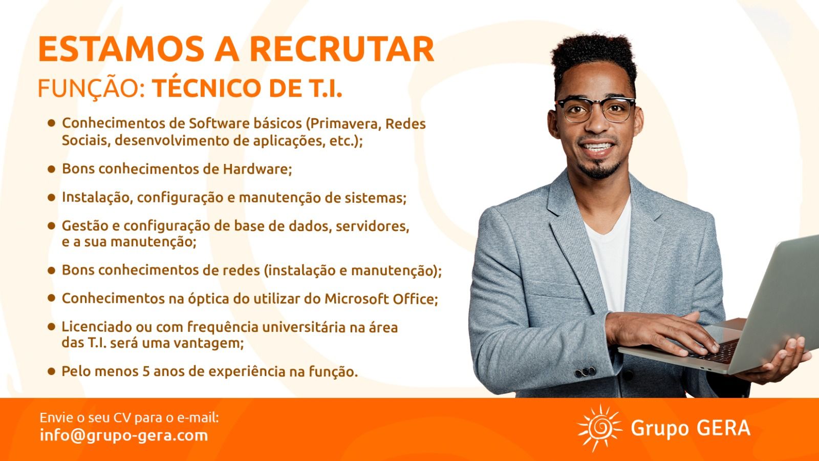 Estamos a recrutar um Técnico de Informática