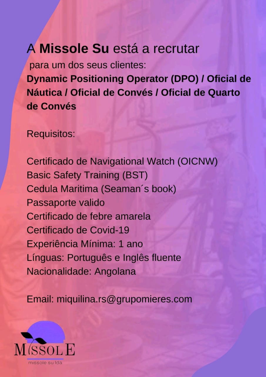 OPORTUNIDADE DE EMPREGO NA MISSOLE (SU)
