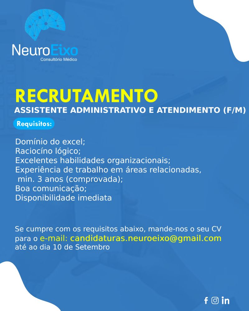 VAGA PARA ASSISTENTE ADMINISTRATIVO E ATENDIMENTO (F/M)