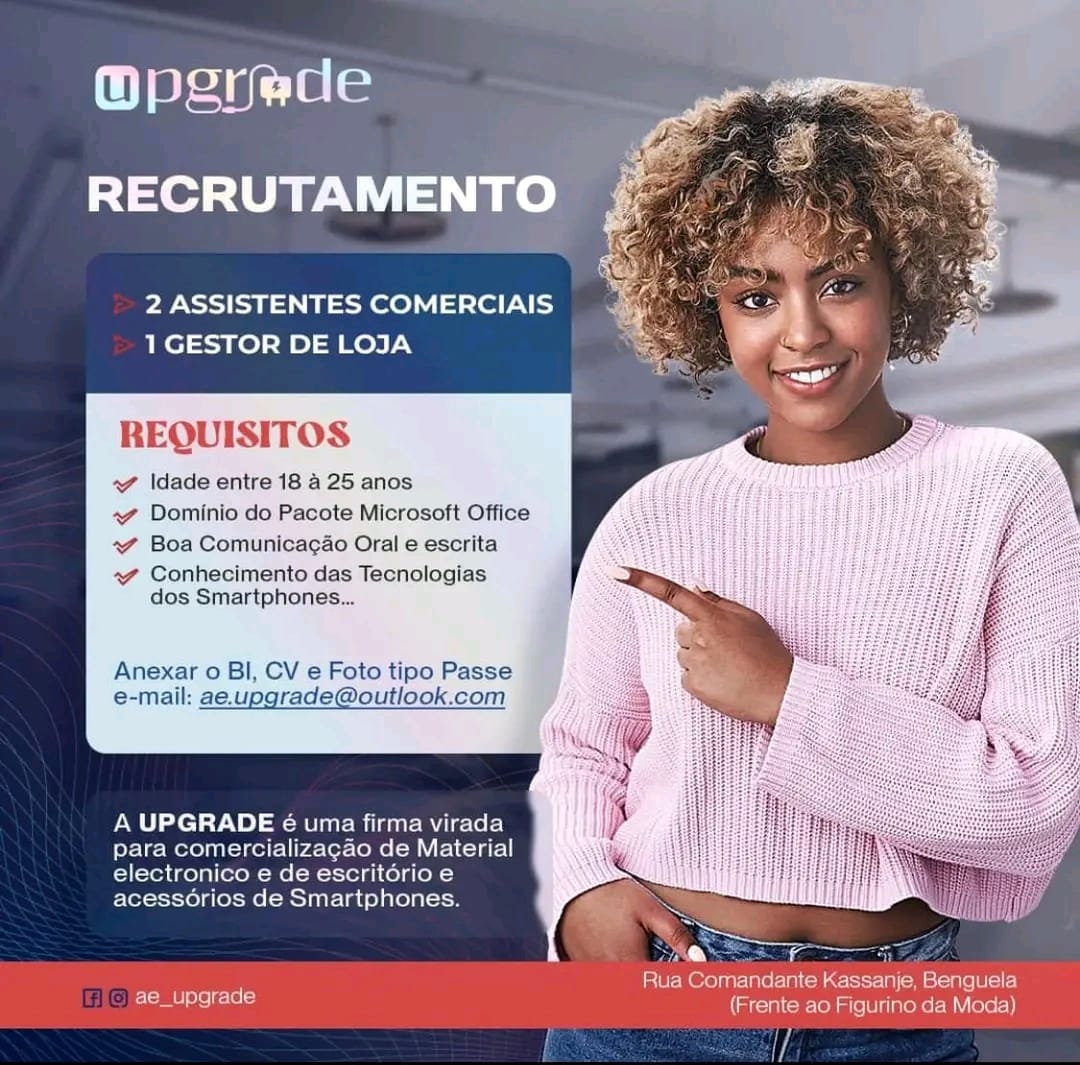 VAGA PARA  (2) ASSISTENTES COMERCIAIS &  (1) GESTOR DE LOJA 