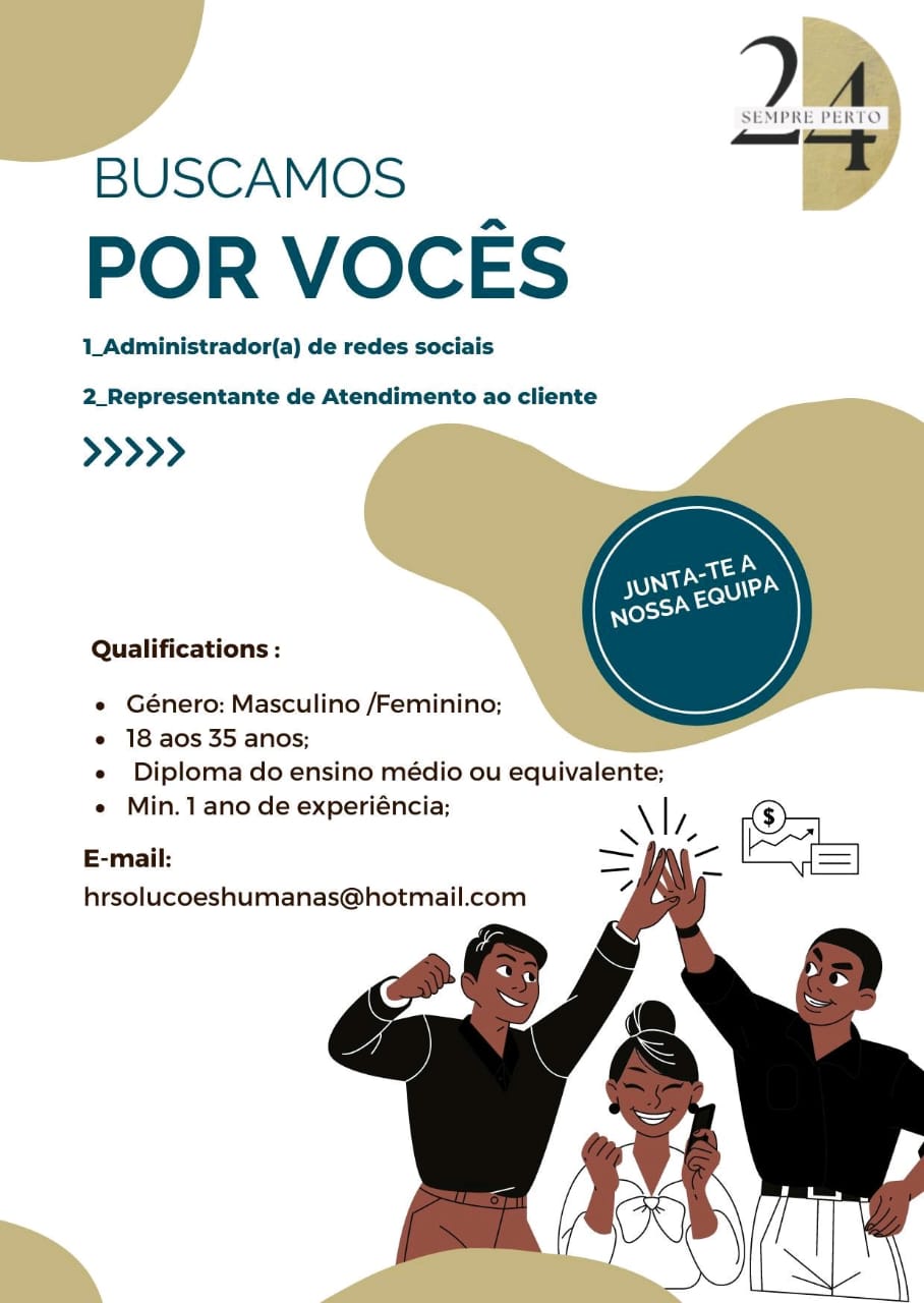 Vaga para Administrador(a) de redes sociais & Representante de Atendimento ao cliente 