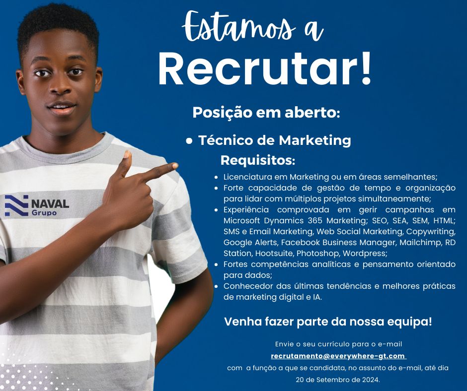 Vaga para Técnico de Marketing