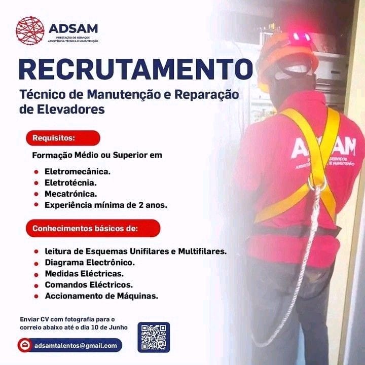 Vaga para Técnico de Manutenção e Reparação de Elevadores 