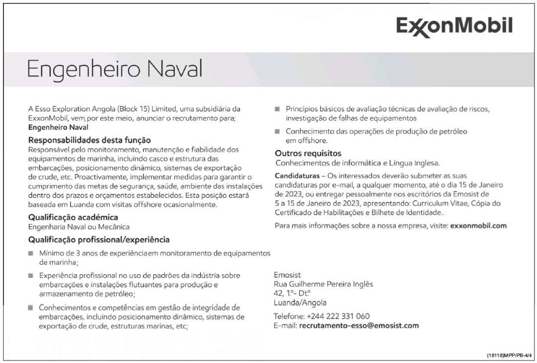 VAGA PARA ENGENHEIRO NAVAL