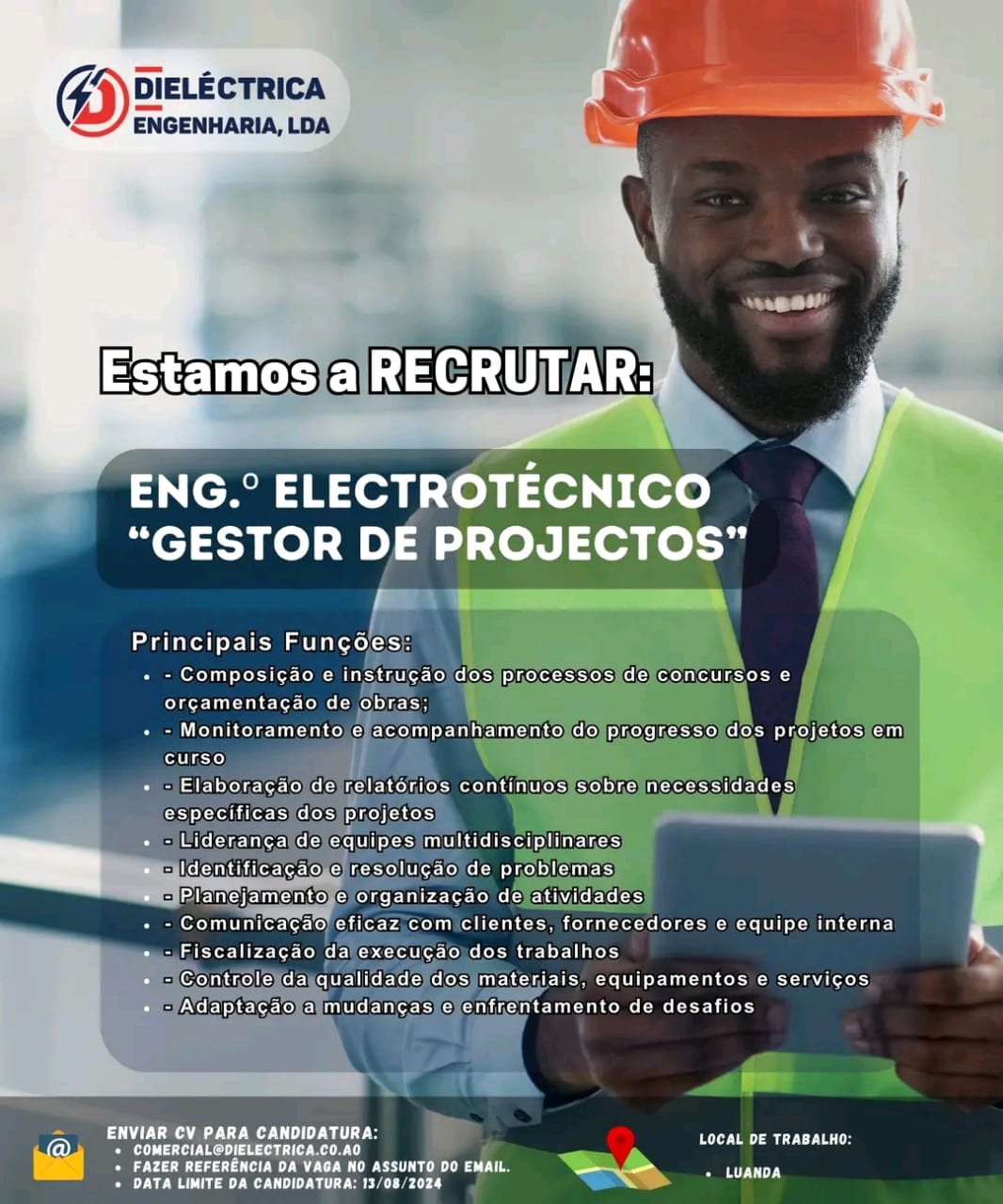 RECRUTAMENTO PARA ENG.° ELECTROTÉCNICO E GESTOR DE PROJECTOS