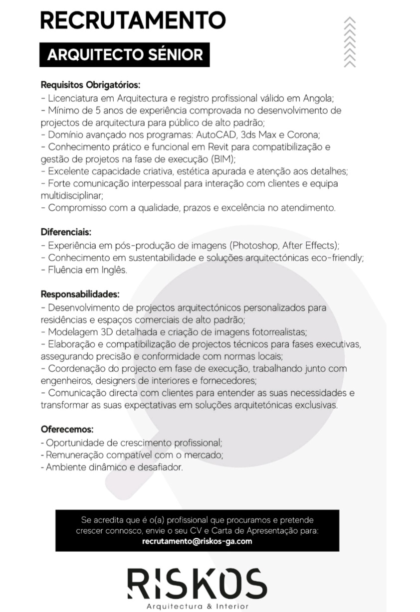 VAGA PARA ARQUITECTO SÉNIOR