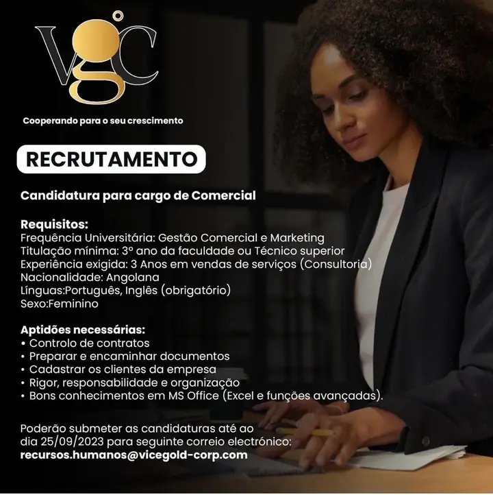 Candidatura para cargo de Comercial 