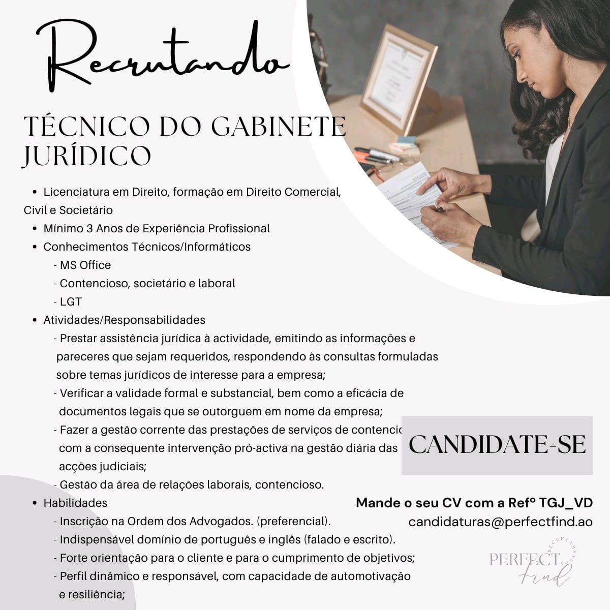 VAGA PARA TÉCNICO DO GABINETE JURÍDICO