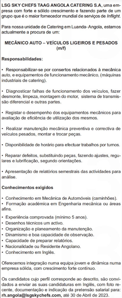 VAGA PARA MECÂNICO AUTO  