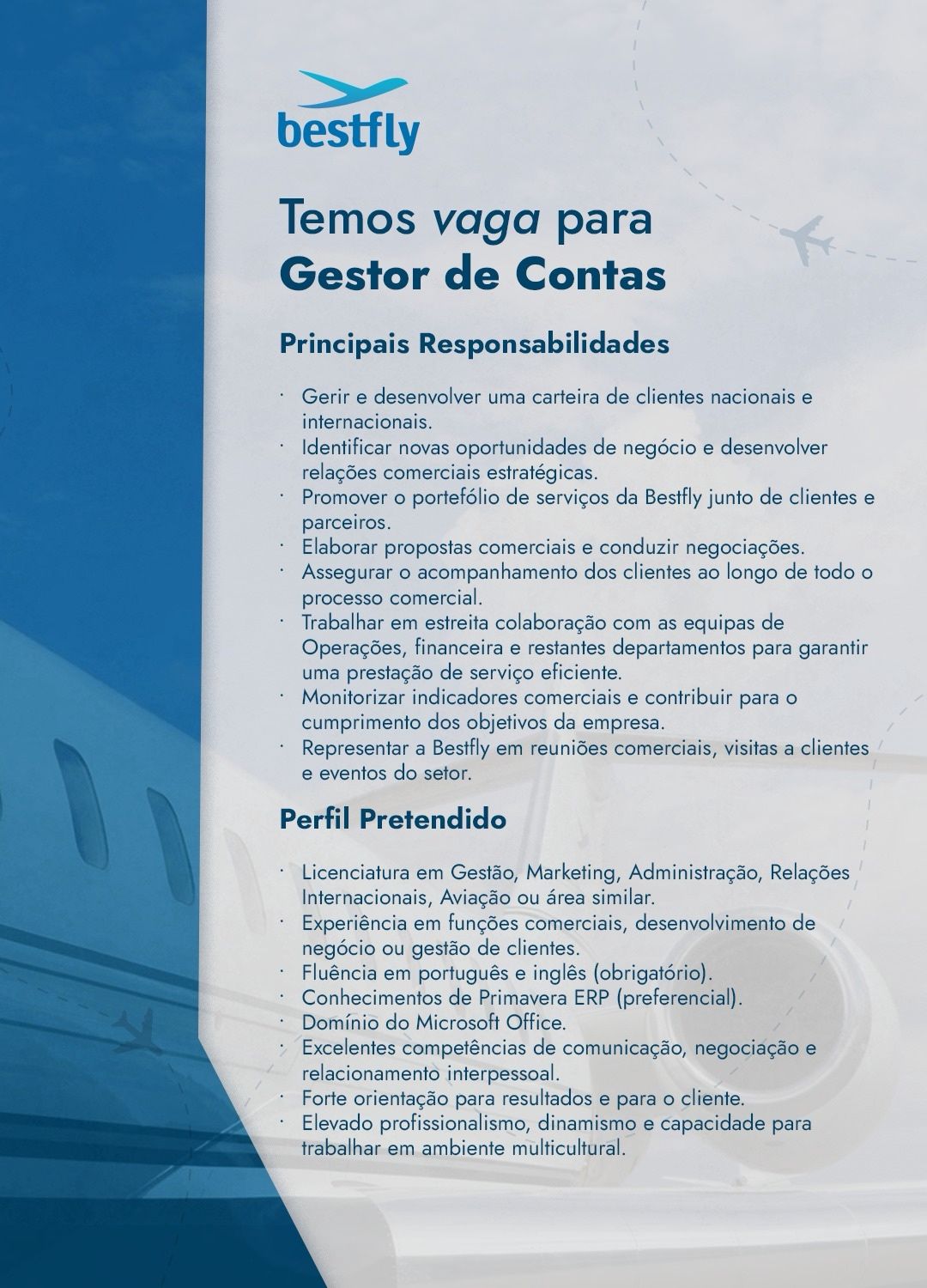 Vaga para Gestor de Contas