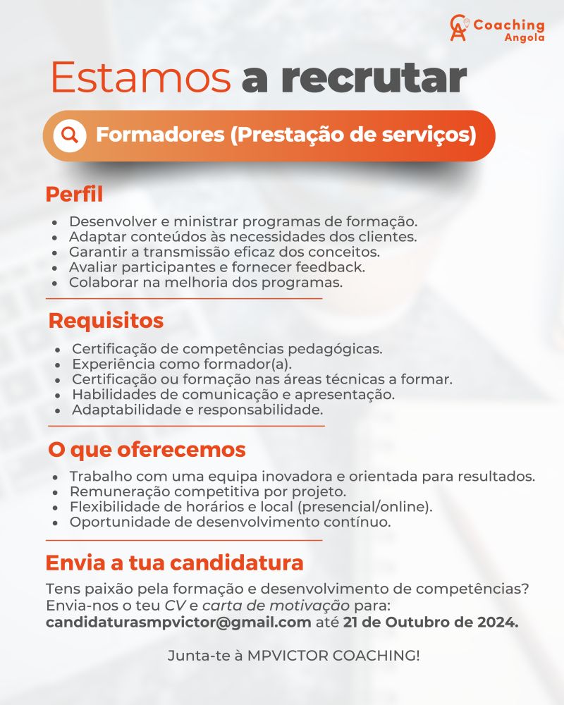 Vaga para Formadores (Prestação de serviços)