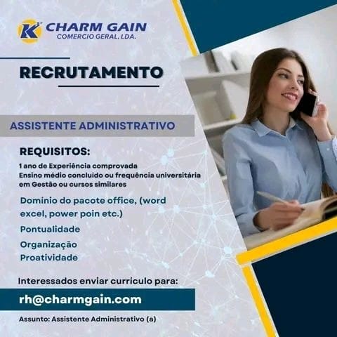 VAGA PARA ASSISTENTE ADMINISTRATIVO (A)
