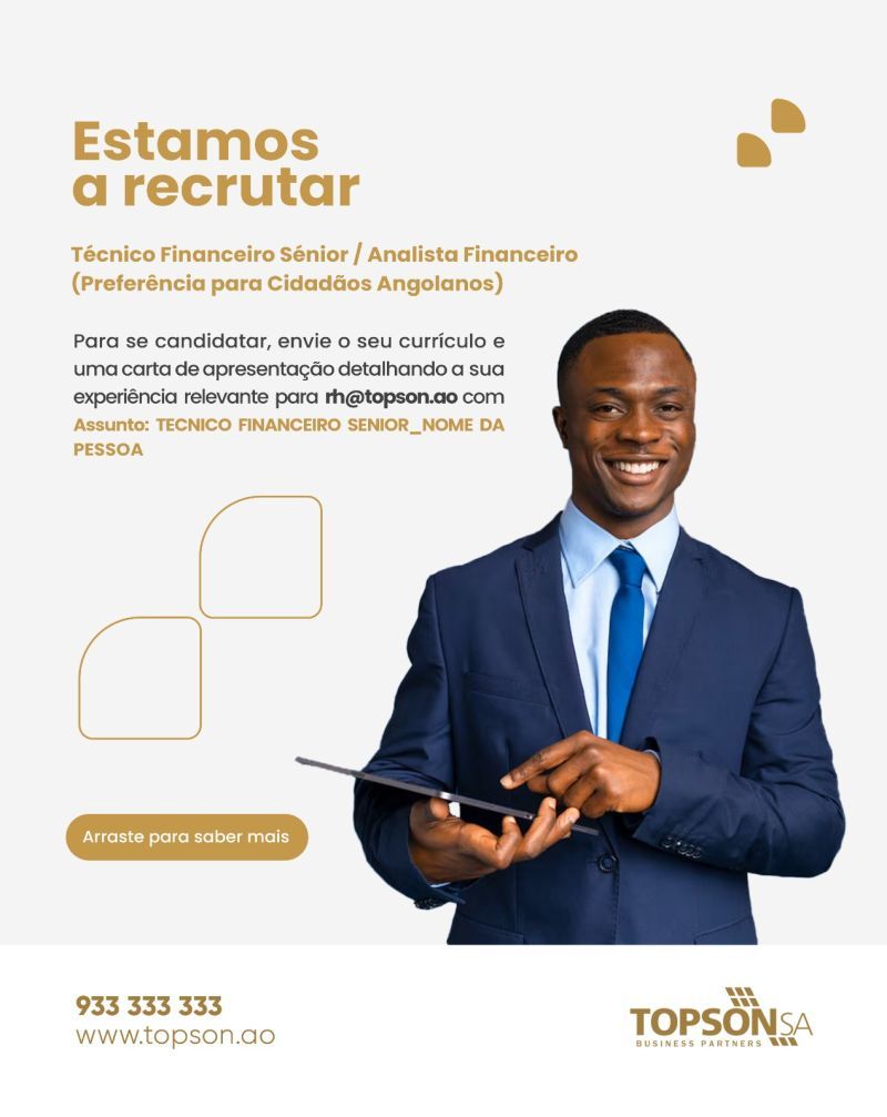Vaga para Técnico Financeiro Sénior / Analista Financeiro