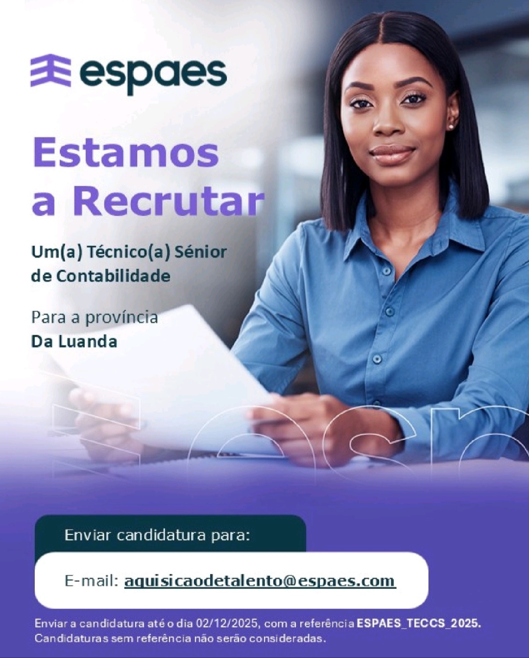 Vaga para ​Um(a) Técnico(a) Sénior de Contabilidade