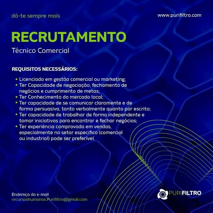 Vaga para Técnico Comercial