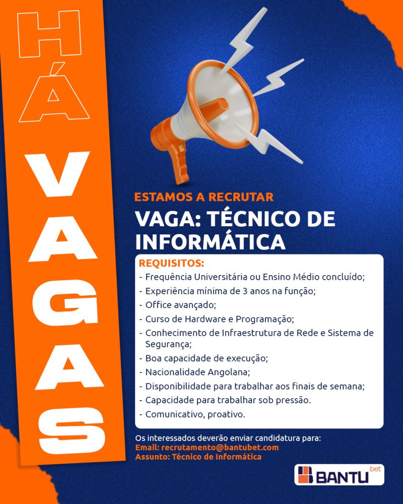 Vaga para um(a) Técnico(a) de Informática 