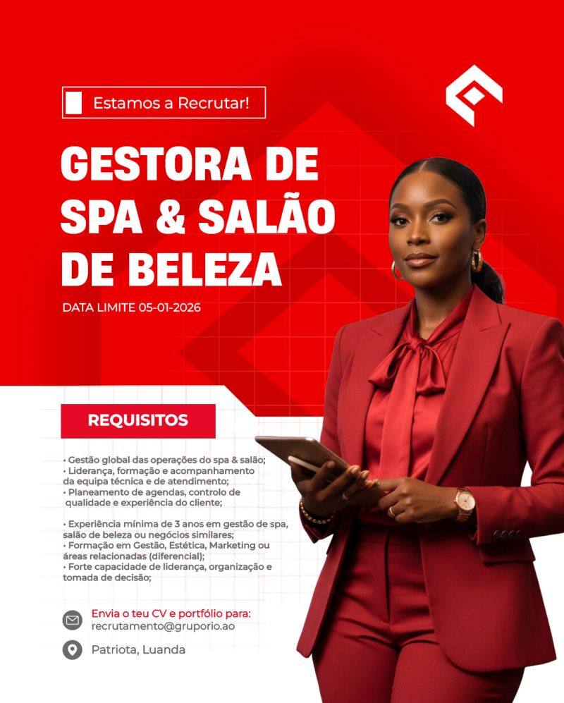 VAGA PARA GESTORA DE SPA & SALÃO DE BELEZA