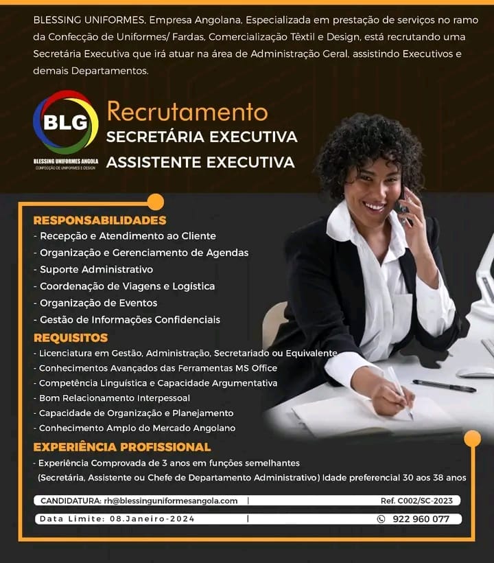 Vaga para Secretária / Assistente Executiva