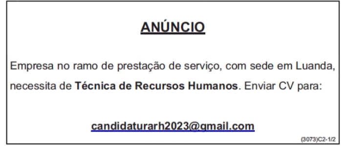 Vaga para Técnica de Recursos Humanos