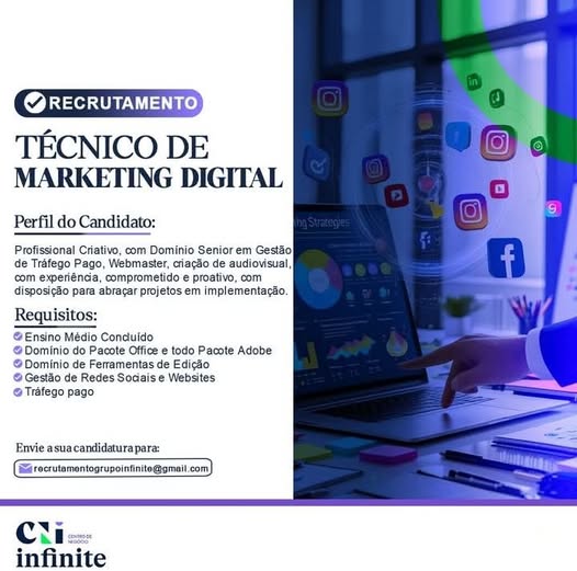 VAGA PARA TÉCNICO DE MARKETING DIGITAL