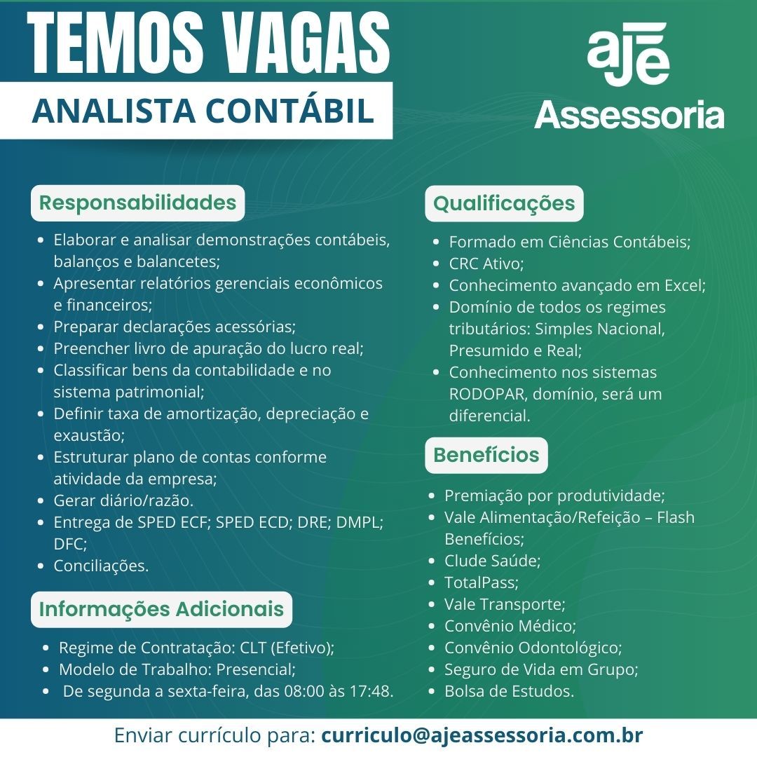 Vaga para Analista Contábil
