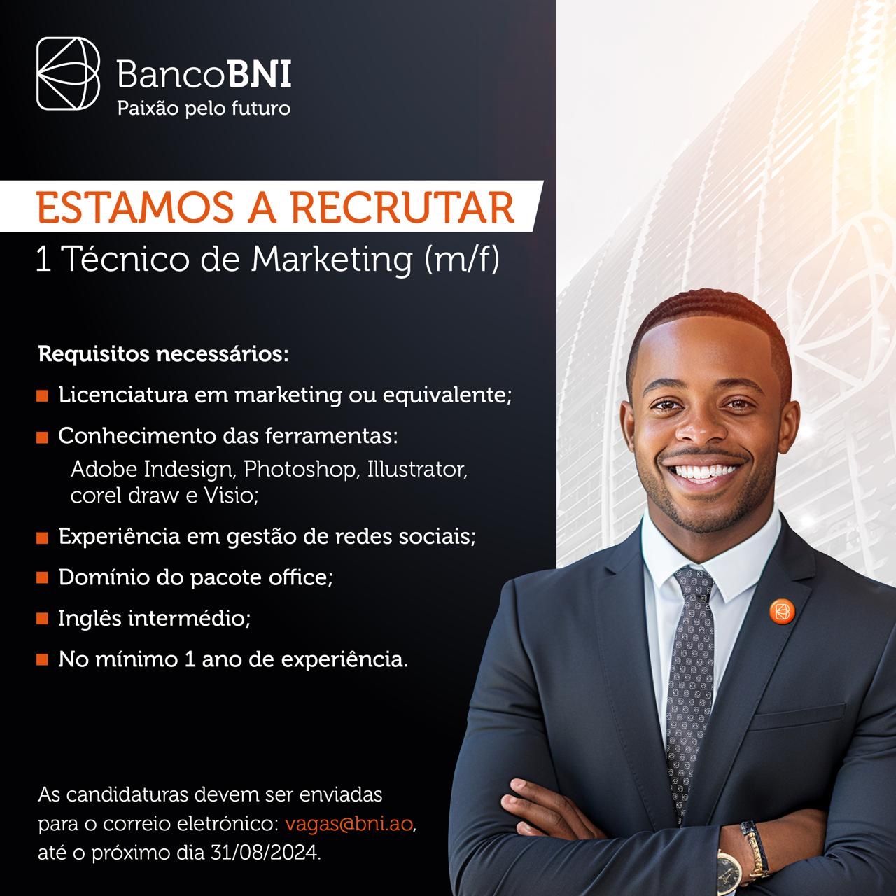 Vaga para Técnico de Marketing (m/f) no Banco BNI
