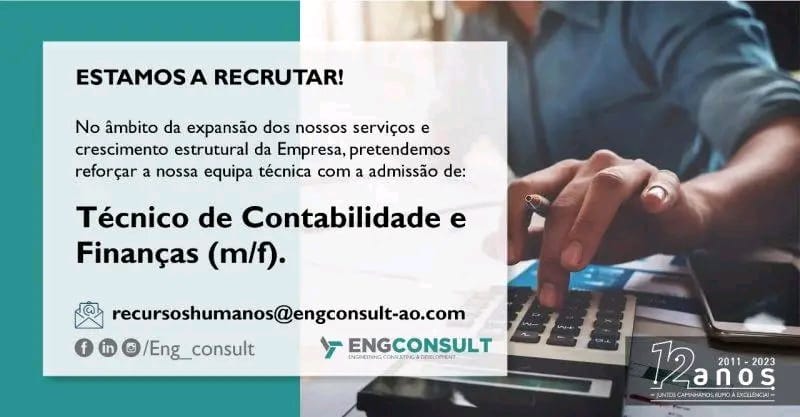 Vaga para Técnico(a) de Finanças e Contabilidade