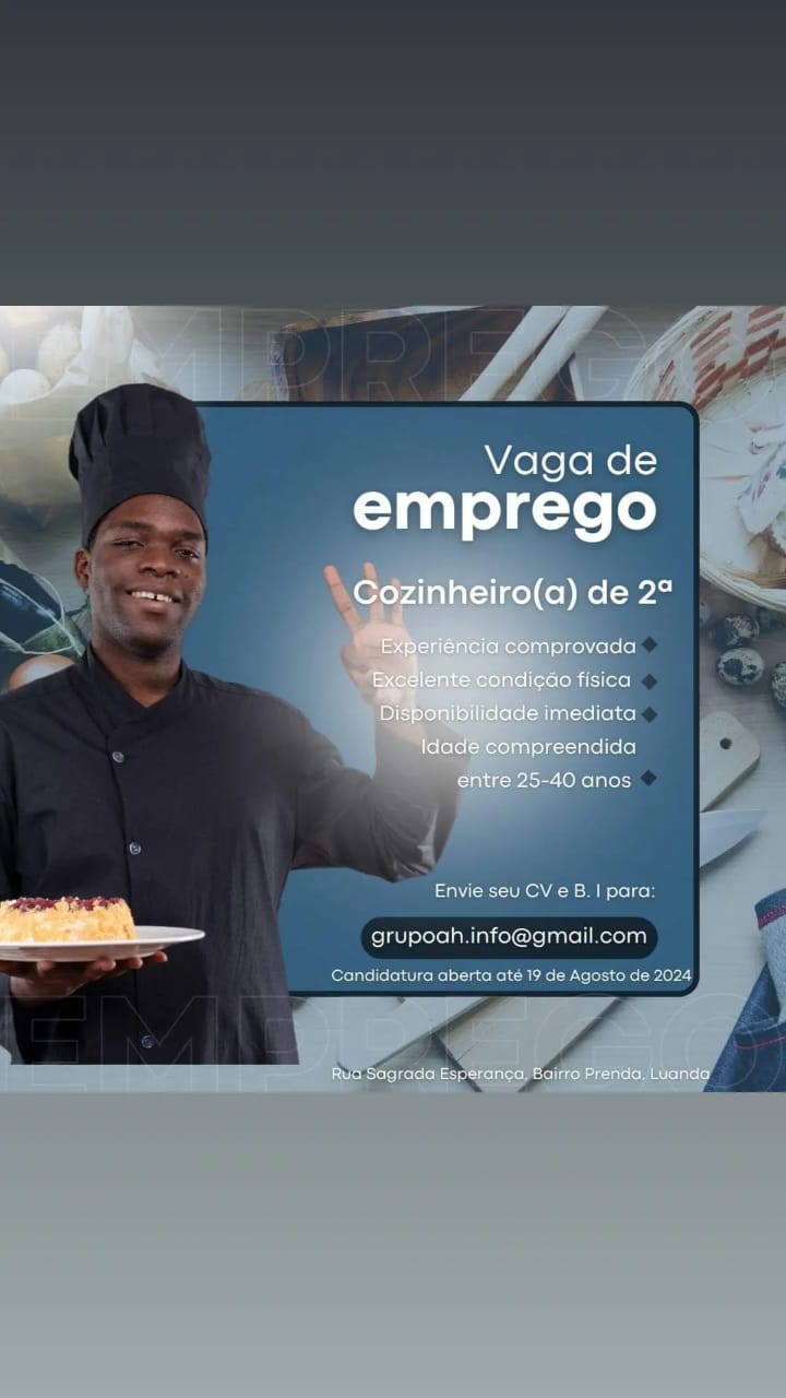 VAGA PARA COZINHEIRO (A)