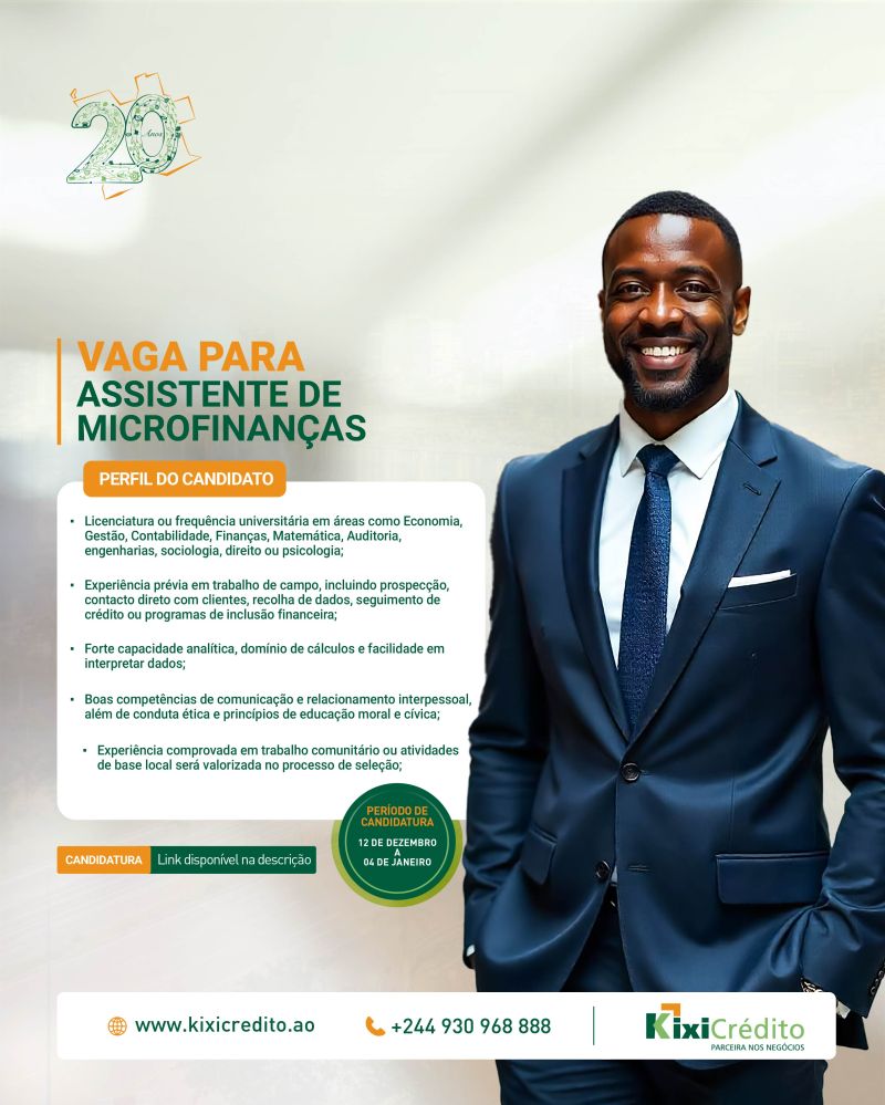 Vaga para Assistente de Microfinanças