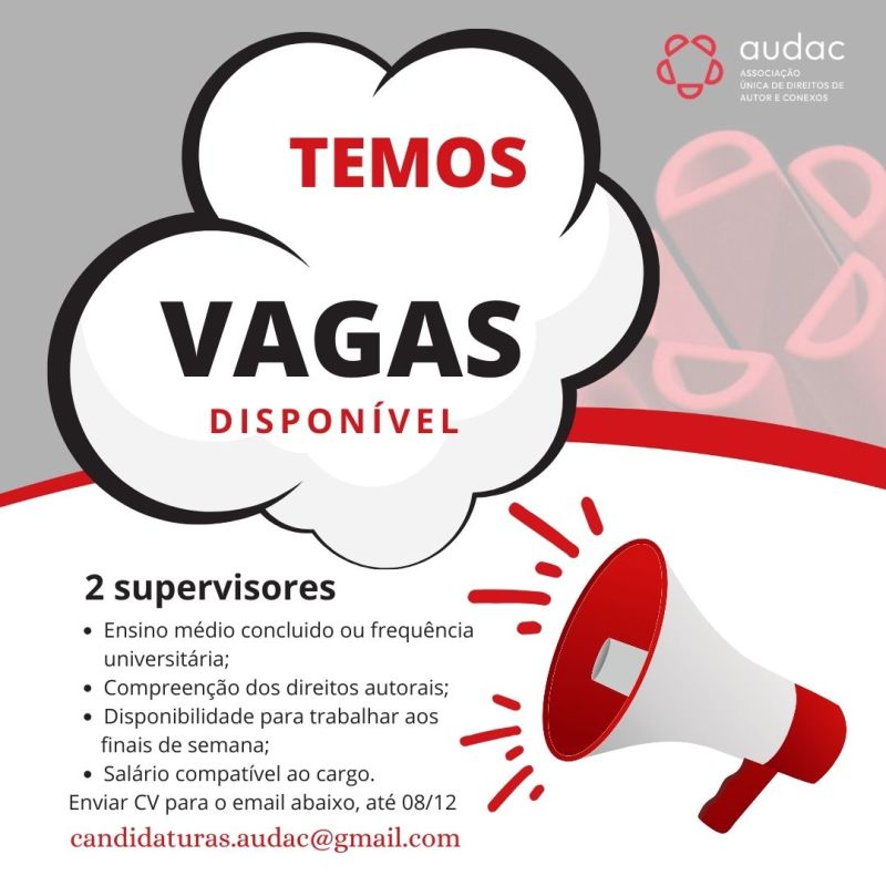 Vaga para dois (2) supervisores