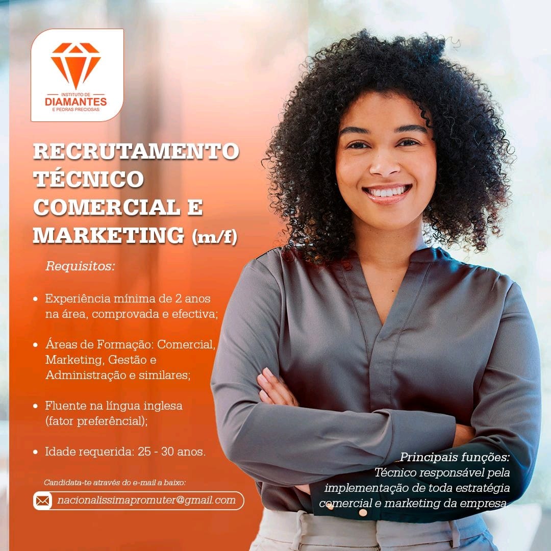 VAGA PARA TÉCNICO COMERCIAL E MARKETING (m/f) 