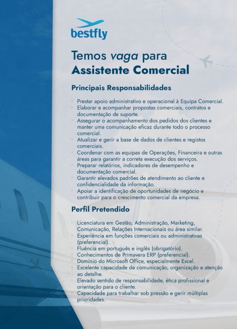 Vaga para Assistente Comercial