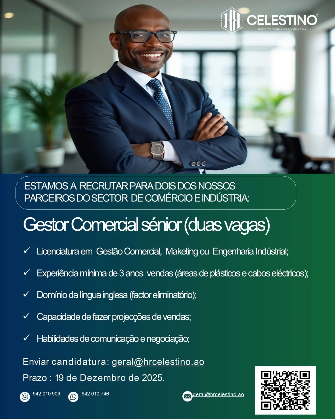 Duas (2) Vagas para Gestor Comercial Sénior 