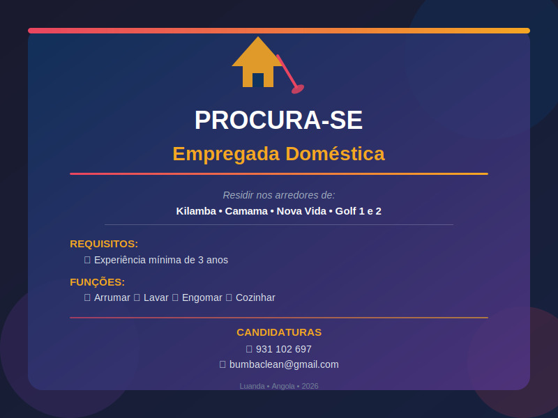 Precisa-se de Empregada Doméstica