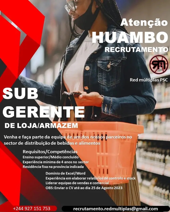 VAGA PARA SUB GERENTE DE LOJA/ARMAZÉM 