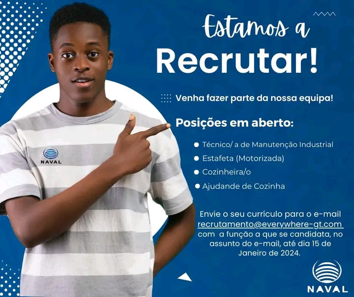 VAGAS PARA ESTAFETA, COZINHEIRO (A) E OUTROS - OPORTUNIDADE DE EMPREGO 