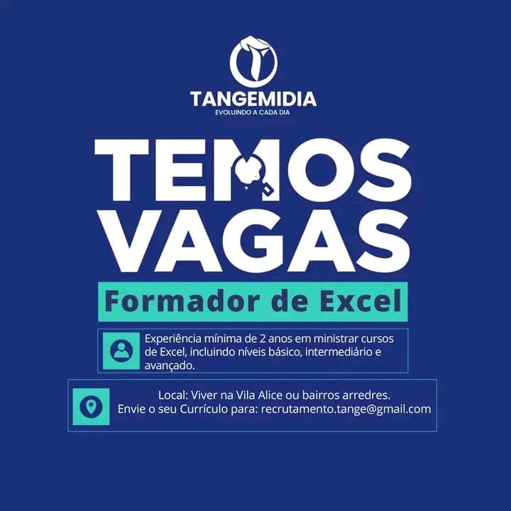 Vaga para Formador de Excel