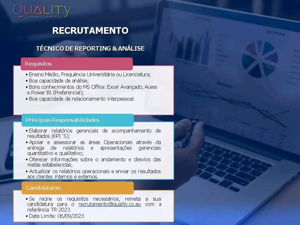 Vaga para Técnico de Reporting