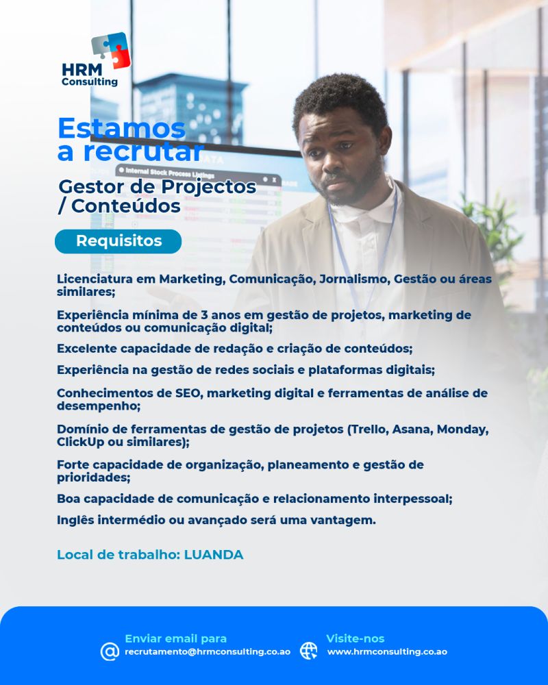 Vaga para Gestor de Projectos / Conteúdos