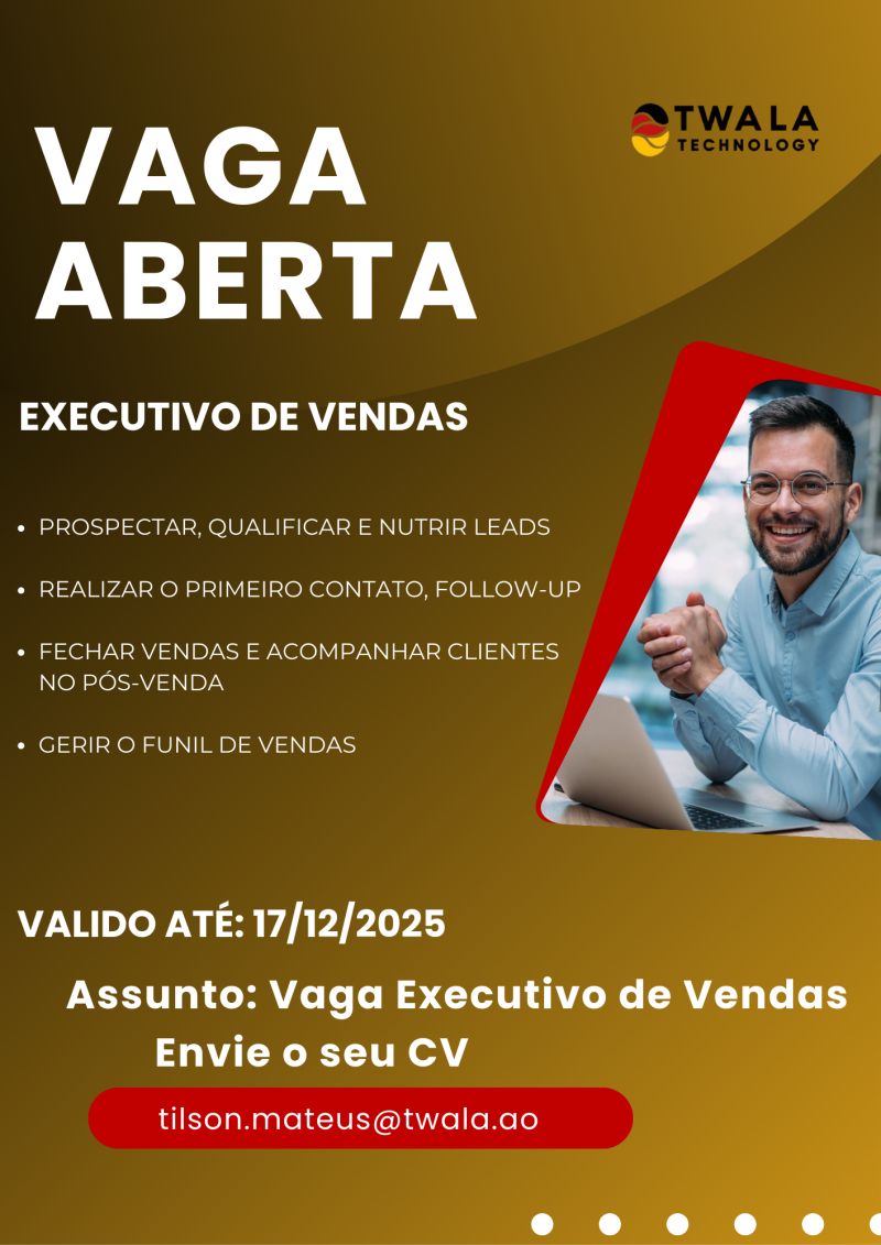 Vaga pera Executivo de Vendas