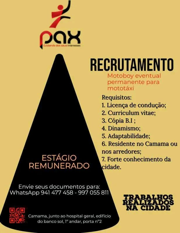 OPORTUNIDADE DE ESTÁGIO REMUNERADO PARA MOTOBOY 