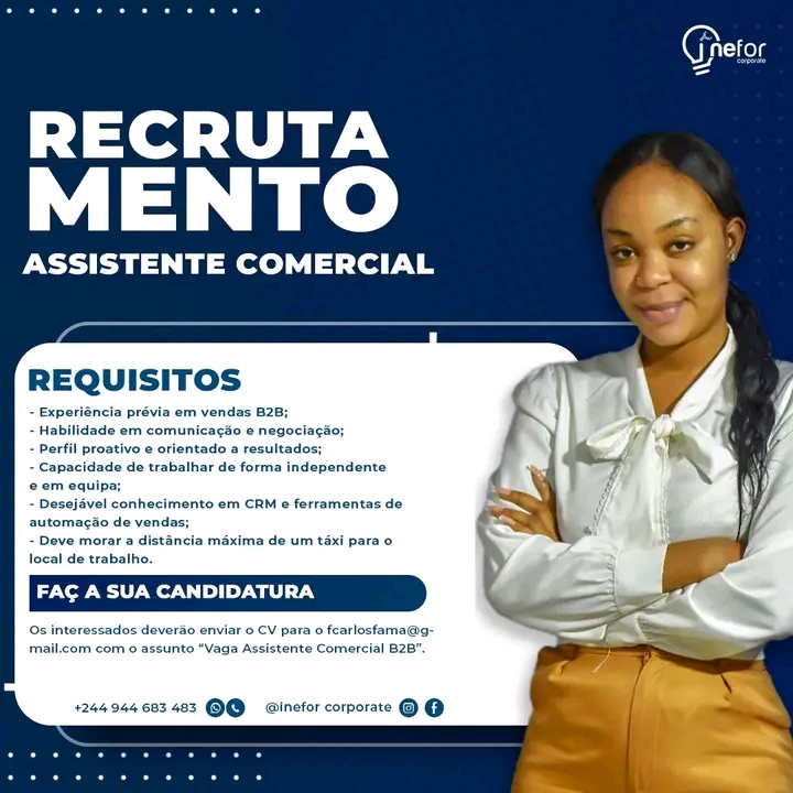 Vaga para Assistente Comercial 