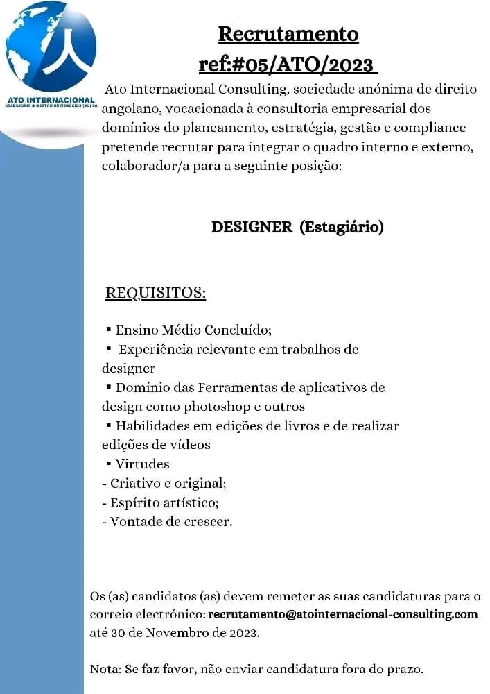 VAGA PARA  DESIGNER (Estagiário)  