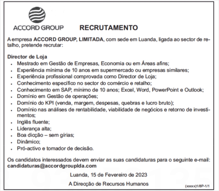 Vaga para Director de Loja